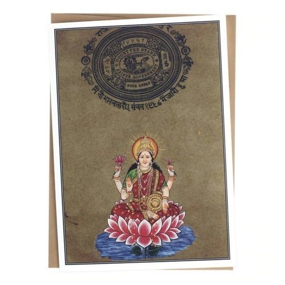 Lakshmi Ma Greeting Card Maha Laxmi India Deva Goddess of Wealth Prosperity Gift - Picture 2 of 5